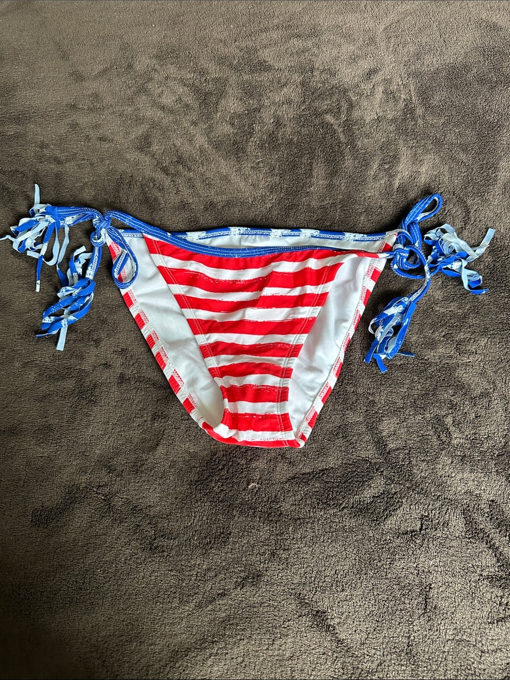 Xhilaration Red & Blue Striped Tie-Side Bikini Bottom